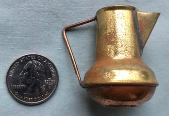 Vintage Tiny Miniature Pitcher / Creamer Copper & Brass (wash) Measure - (Jigger, Shot Glass)