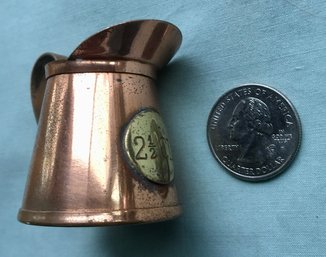 Vintage Tiny Miniature Pitcher Copper & Brass 2,1/2 Cl Swedish Measure - (Jigger, Shot Glass)