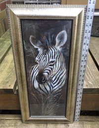 Vintage Framed Ruane Manning Zebra Animal Signed Print Artwork - 23,1/2' X 12'