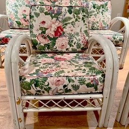 A 3 Piece Vintage Rattan - Love Seat And Chairs - Vinyl Floral Cushions - Surprisingly Comfortable