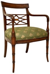 Sheraton Style Occasional Chair With Lattice Back And Center Inlaid Medallion