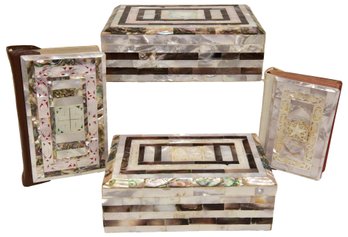 Pair Of Mother Of Pearl Boxes With The Book Of Common Prayer And The Holy Bible