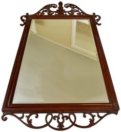 Baker Mahogany Chippendale Style Beveled Glass Wall Mirror (RETAIL $323)