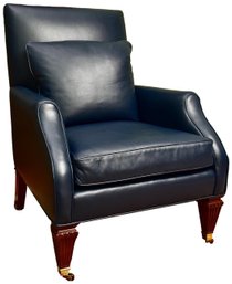 Baker Leather Club Chair With Pillow And Front Casters