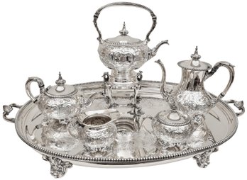 Friedman Silver Co. Hand Chased Silver-plate Tea Service With Tray