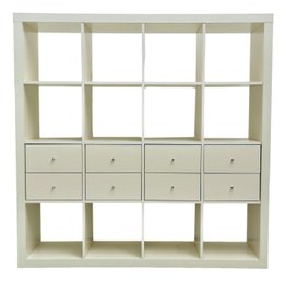 Cubby Hole Shelving Storage Unit With Four Drawers