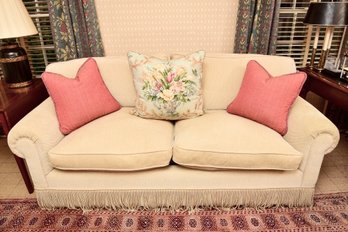 Carlyle Down Feather Sleep Sofa Upholstered With Brunschwig & Fils Yorke Chenille Sand Fabric (RETAIL $6,447)