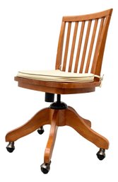 Adjustable Swivel Wooden Desk Chair On Casters