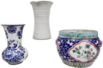 Delft Vase, Chinese Tongzhi Planter And More