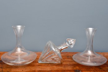 Riedel Ultra Hand Made Glass Decanter, Marquis By Waterford Tilted Crystal Decanter And WMF Glass Decanter