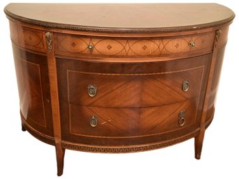 Walnut Three Drawer Inlaid Demilune Commode