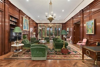A Grand Mahogany Paneled Living Room Including Marble Fireplace Surround - Wall B