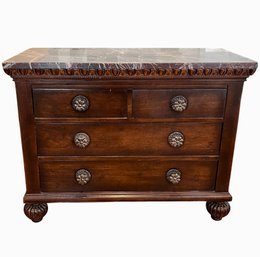 A Guido Zichele Provincial Carved Maple With Walnut Veneer - Marble Top Dresser - 2 Of 2 As Is
