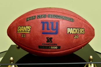 2007 NFC Champions - Giants And Packers Numbered Football In Display Case