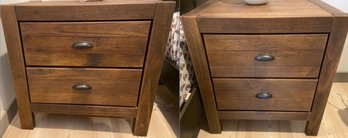 Pair Of Montauk Solid Wood Two Drawer Nightstands