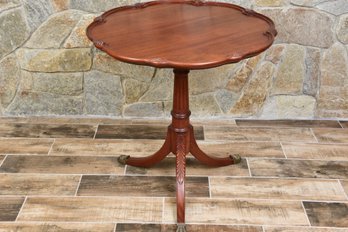 Antique Pie Crust Tripod Tea Table With Brass Claw Feet