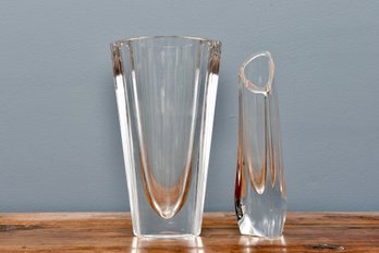 Orrefors Crystal Marin Vase And Baccarat Modernist Crystal Vase