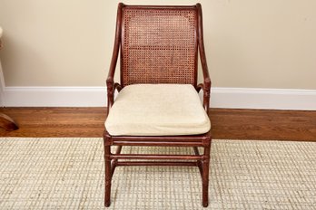 McGuire Caned Host Chair With Double Caned Back And Loose Cushion (RETAIL $900)
