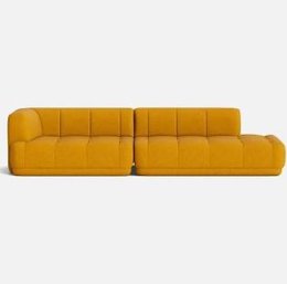 A Design Within Reach - Quilton One Arm Chaise Sofa - Ocher - New In Box