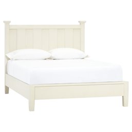 A Pottery Barn Teen Queen Size Bed Frame - Chatham Planked Bed In Antique White