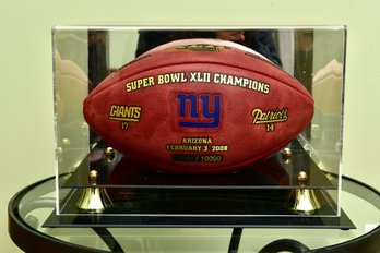 Super Bowl XLII Numbered Football In Display Case