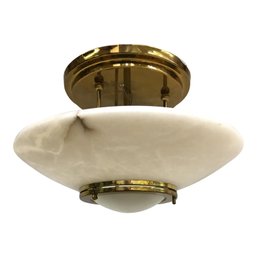 A 15' Lightolier Semi Flush Mount Light With Brass Accent - Bath5