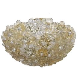 A Murano Barovier Glass Floral Semi Flush Mount Ceiling Light - Bath4