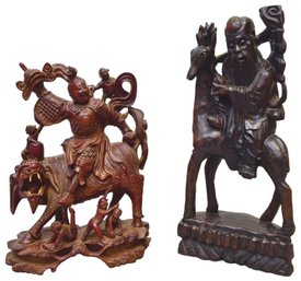 Carved Wooden Figure Of Shou Lao And More