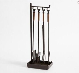 A Pottery Barn 5 Piece Industrial Fireplace  Toolset