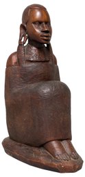 Vintage African Wood Hand Carved Figurine Signed Isaka