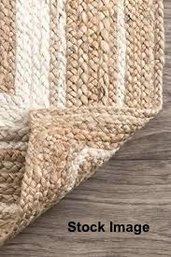 A 12' X 15' NuLoom Braided Jute Natural Fiber Carpet