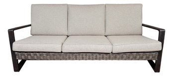 Sienna Aged Bronze Aluminum Indoor/Outdoor Wicker Sofa With Sea Leaf Cushions