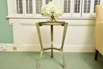 Made Goods Addison Small Accent Table In Aged Silver Iron (RETAIL $1,150)