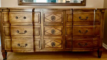 A Regency French Provincial Style 9 Drawer Dresser And Mirror