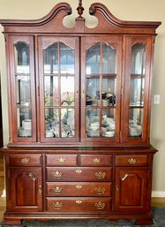 A Broken Pediment Mahogany Lit China Cabinet