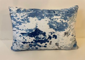 Impressionist Design Blue & White Cotton Pillow  - New