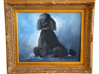 Oil On Canvas Painting Of A Poodle Signed Barbee.   (#8)