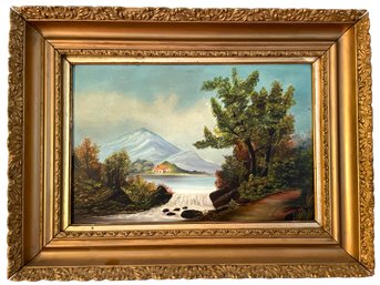Antique Oil On Board Of Mountain Landscape Signed M. Williamson 1896  ( #29, 1st Fl Office)