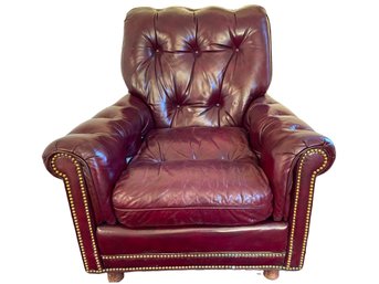 Hancock  & Moore Tufted Leather Chair With Nailhead Trim. ( 1st Fl Office)