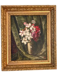 Antique Oil On Canvas Painting Of Floral Still Life Signed Illegibly F D BOND ? And Dated 1894? (B-3)