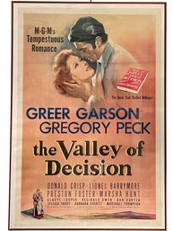 Incredible Original 1945 The Valley Of Decision Movie Poster