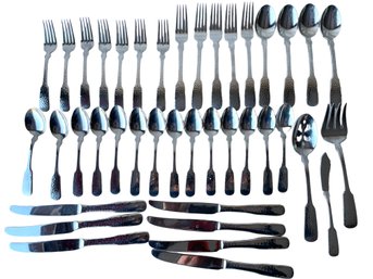 Towle Stainless Steel , Arts And Crafts Style Flatware Set. 38 Pieces.