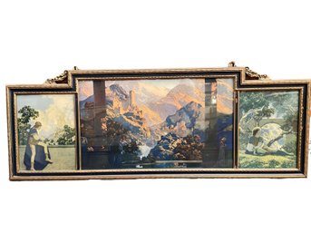 Vintage Maxfield Parrish Triptych Framed Prints.