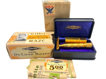 Vintage / Antique Gillette De Luxe Criterion, Gold Plated Unused Razor With Box. Please Look