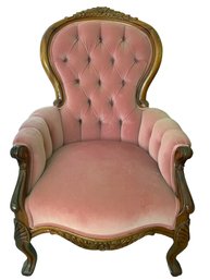 Antique Tufted Pink Velvet,  Launge Chair .