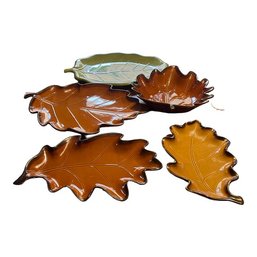 Ceramic Leaf Platters And Bowl