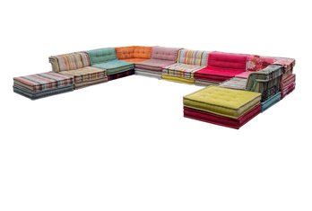 Custom Designed Mah Jong Style Modular Sectional Sofa