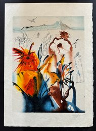 Salvador Dali Lithograph On Rare Rice Paper With Pencil Signature