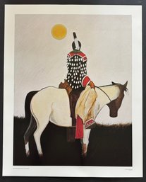 Kevin Redstar Indian Woman On Pony Offset Lithograph 1980s