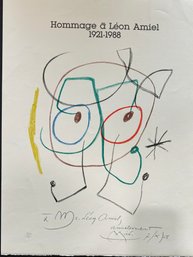 Joan Miro, Hommage A Leon Amiel, 1988 Exhibition Poster